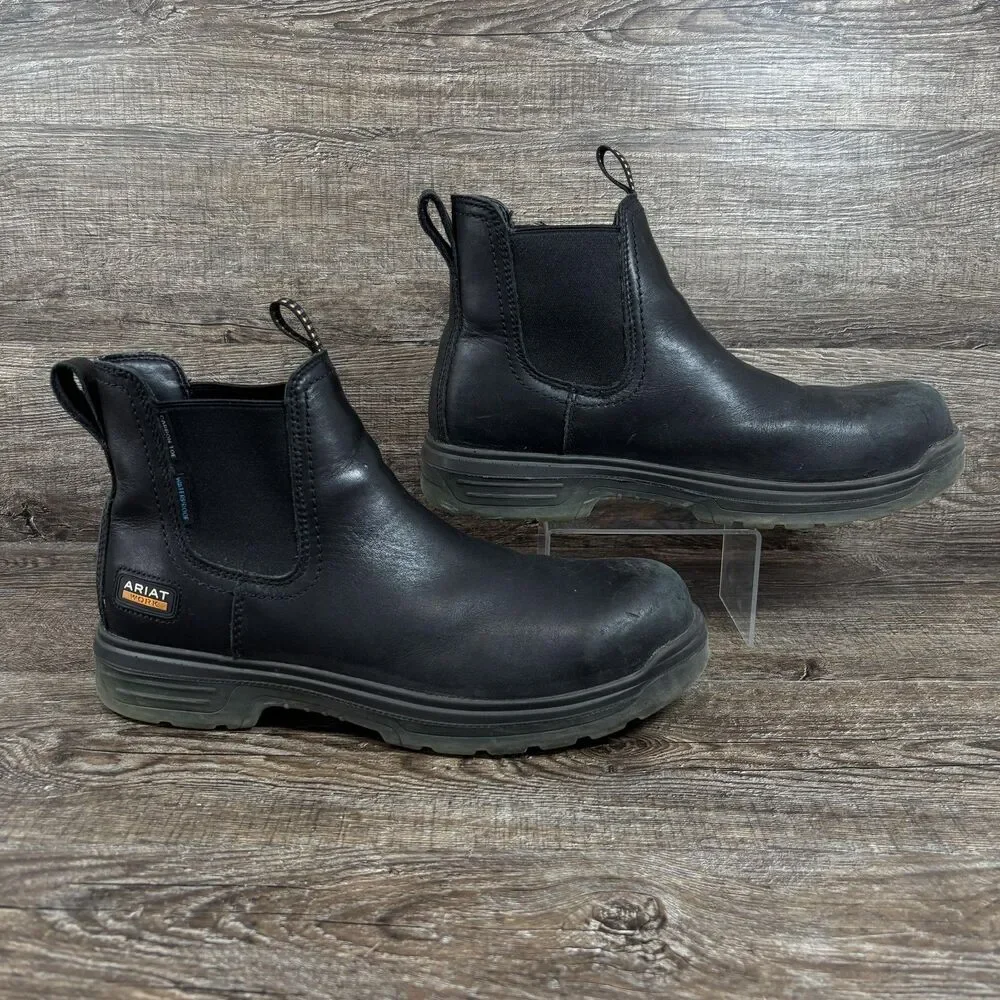 Ariat Work Turbo Chelsea Boots Mens 11.5D Black Leather Waterproof Composite Toe